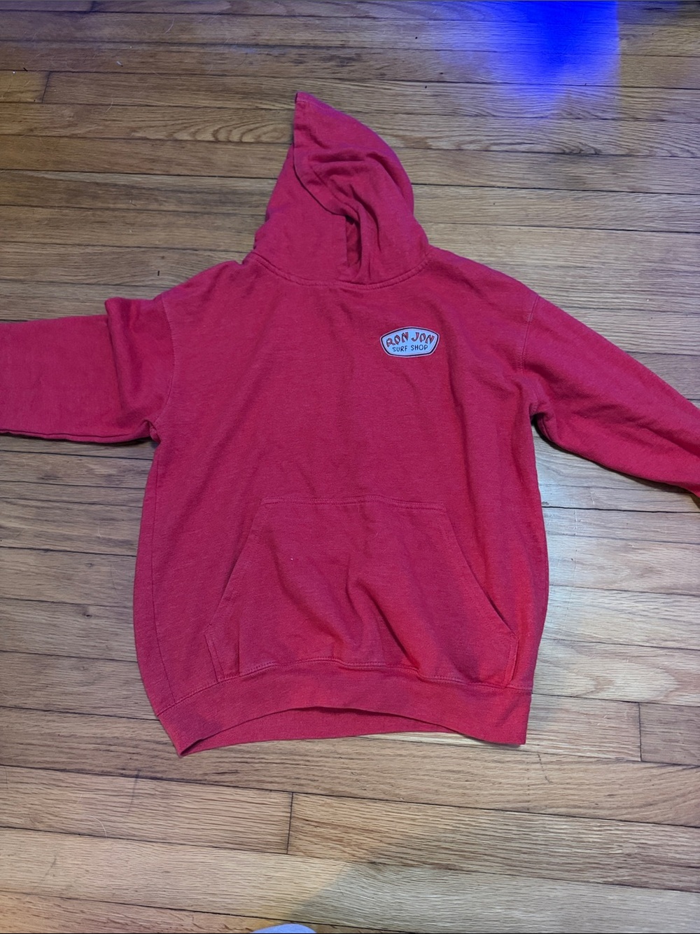 Ron Jon Bright Red Hooded Sweatshirt with Chest Patch